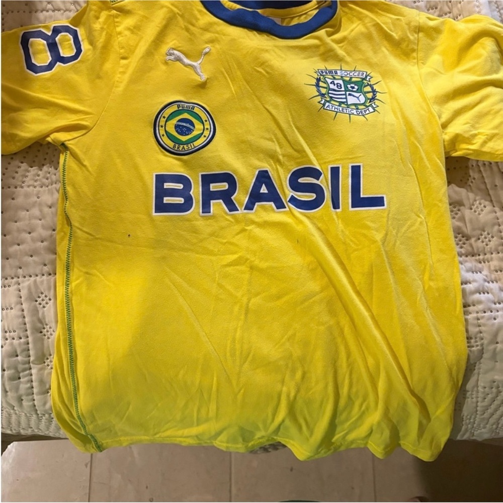 Puma Kids Bright Yellow Brasil Soccer Jersey